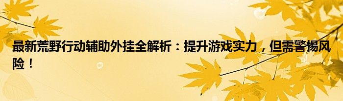 最新荒野行动辅助外挂全解析：提升游戏实力，但需警惕风险！