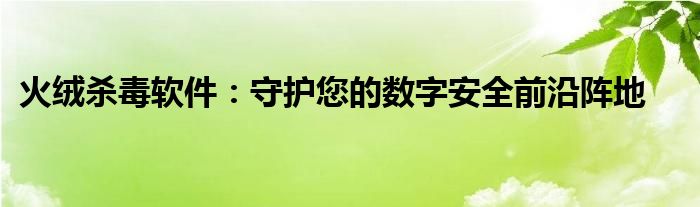 火绒杀毒软件：守护您的数字安全前沿阵地