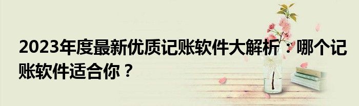 2023年度最新优质记账软件大解析：哪个记账软件适合你？