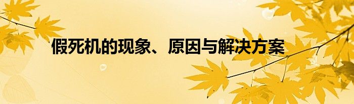 假死机的现象、原因与解决方案