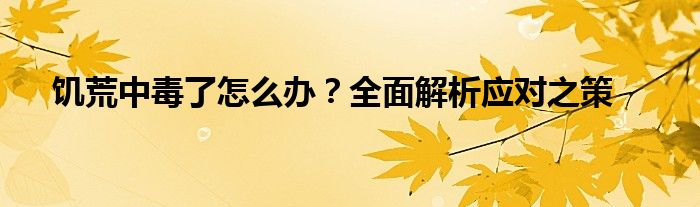 饥荒中毒了怎么办？全面解析应对之策