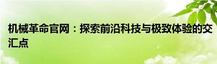 机械革命官网：探索前沿科技与极致体验的交汇点