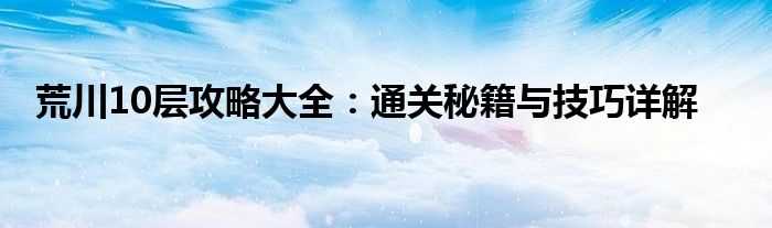 荒川10层攻略大全：通关秘籍与技巧详解