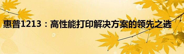 惠普1213：高性能打印解决方案的领先之选