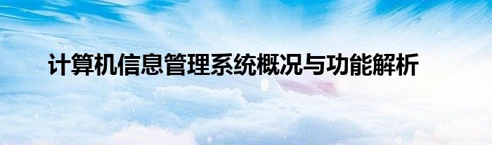 计算机信息管理系统概况与功能解析