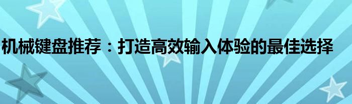 机械键盘推荐：打造高效输入体验的最佳选择