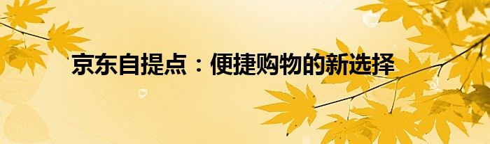 京东自提点：便捷购物的新选择