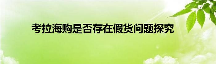 考拉海购是否存在假货问题探究