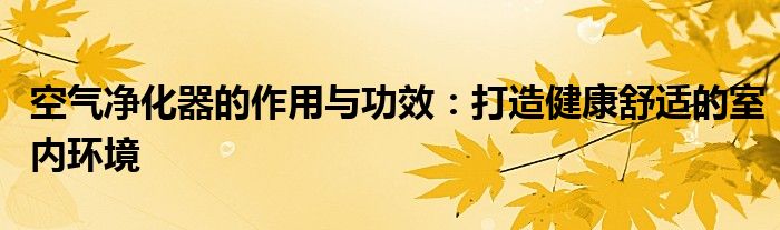 空气净化器的作用与功效：打造健康舒适的室内环境