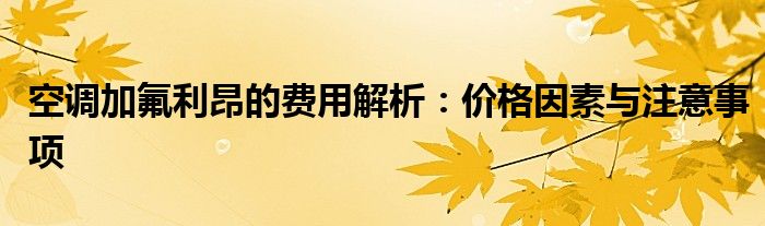 空调加氟利昂的费用解析：价格因素与注意事项