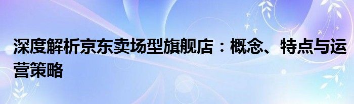 深度解析京东卖场型旗舰店：概念、特点与运营策略