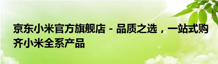 京东小米官方旗舰店 - 品质之选，一站式购齐小米全系产品