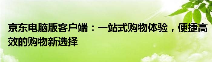 京东电脑版客户端：一站式购物体验，便捷高效的购物新选择