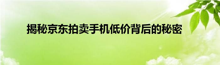 揭秘京东拍卖手机低价背后的秘密