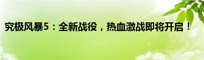 究极风暴5：全新战役，热血激战即将开启！