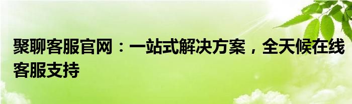 聚聊客服官网：一站式解决方案，全天候在线客服支持