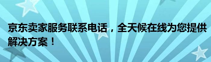 京东卖家服务联系电话，全天候在线为您提供解决方案！