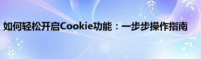 如何轻松开启Cookie功能：一步步操作指南