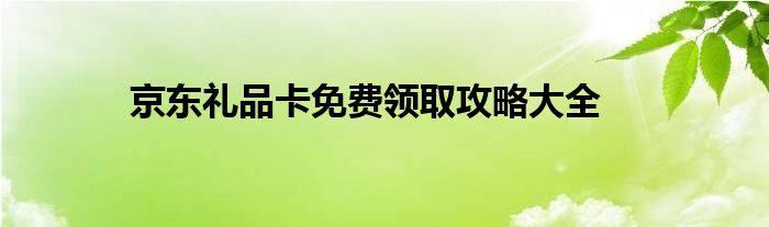 京东礼品卡免费领取攻略大全