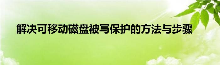 解决可移动磁盘被写保护的方法与步骤