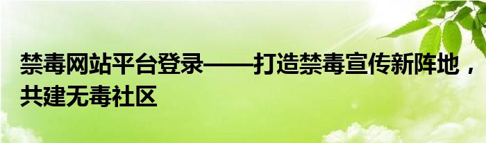 禁毒网站平台登录——打造禁毒宣传新阵地，共建无毒社区