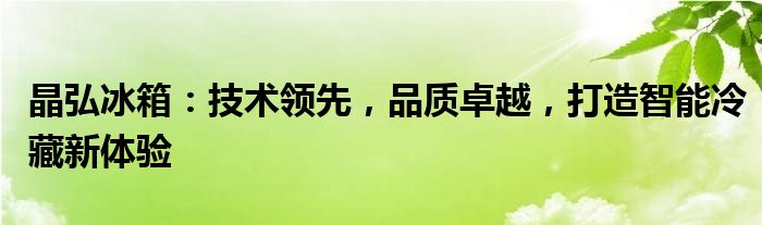 晶弘冰箱：技术领先，品质卓越，打造智能冷藏新体验