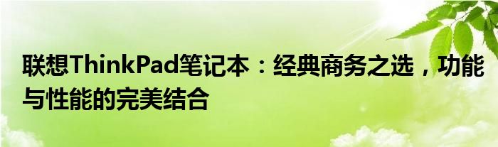 联想ThinkPad笔记本：经典商务之选，功能与性能的完美结合