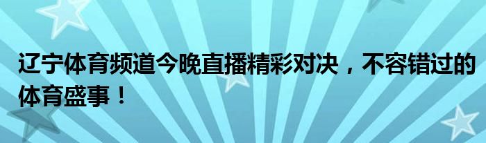 辽宁体育频道今晚直播精彩对决，不容错过的体育盛事！