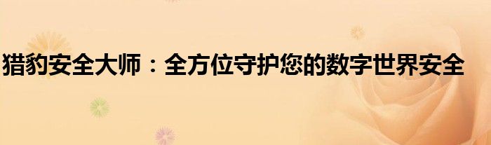 猎豹安全大师：全方位守护您的数字世界安全