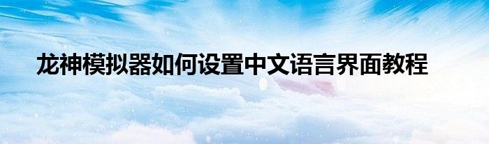 龙神模拟器如何设置中文语言界面教程