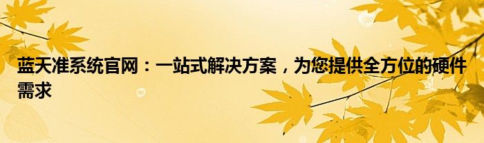 蓝天准系统官网：一站式解决方案，为您提供全方位的硬件需求