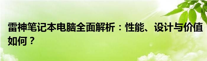 雷神笔记本电脑全面解析：性能、设计与价值如何？