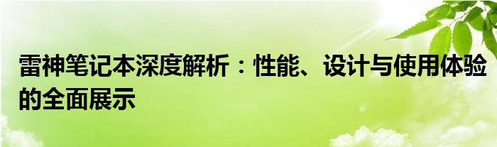 雷神笔记本深度解析：性能、设计与使用体验的全面展示