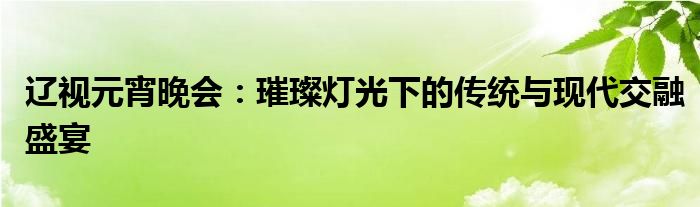 辽视元宵晚会：璀璨灯光下的传统与现代交融盛宴