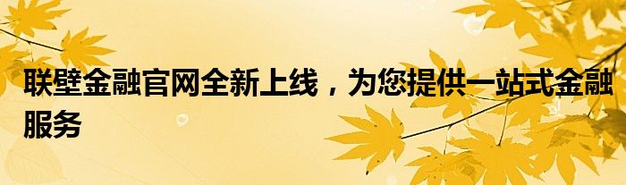 联壁金融官网全新上线，为您提供一站式金融服务