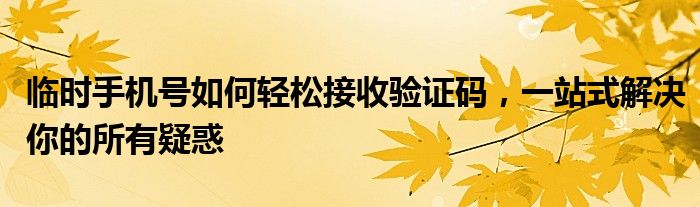 临时手机号如何轻松接收验证码，一站式解决你的所有疑惑