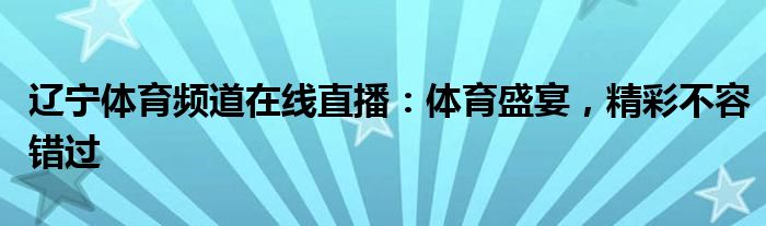 辽宁体育频道在线直播：体育盛宴，精彩不容错过