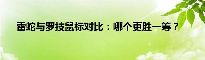 雷蛇与罗技鼠标对比：哪个更胜一筹？