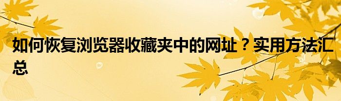 如何恢复浏览器收藏夹中的网址？实用方法汇总