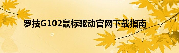 罗技G102鼠标驱动官网下载指南