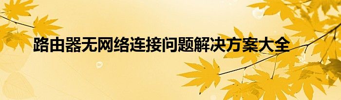 路由器无网络连接问题解决方案大全