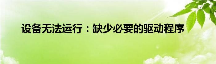 设备无法运行：缺少必要的驱动程序