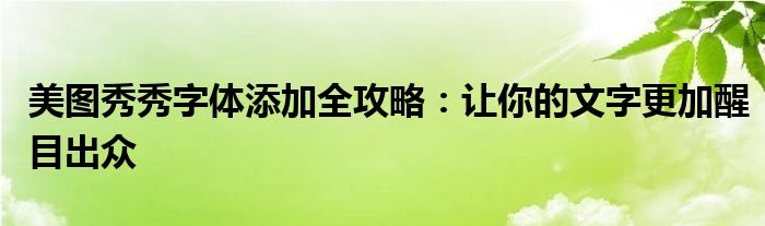 美图秀秀字体添加全攻略：让你的文字更加醒目出众