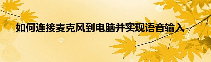 如何连接麦克风到电脑并实现语音输入