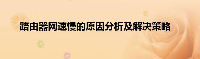 路由器网速慢的原因分析及解决策略