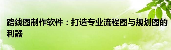 路线图制作软件：打造专业流程图与规划图的利器