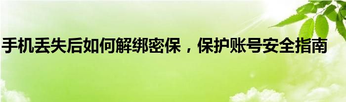 手机丢失后如何解绑密保，保护账号安全指南