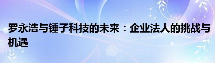 罗永浩与锤子科技的未来：企业法人的挑战与机遇