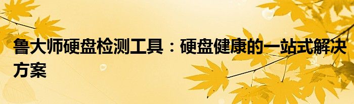 鲁大师硬盘检测工具：硬盘健康的一站式解决方案