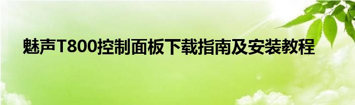 魅声T800控制面板下载指南及安装教程